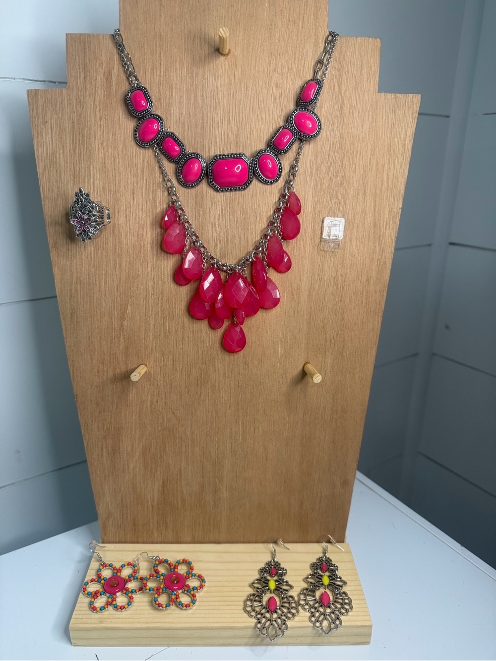 paparazzi Hot Pink Layered Statement Necklace Set